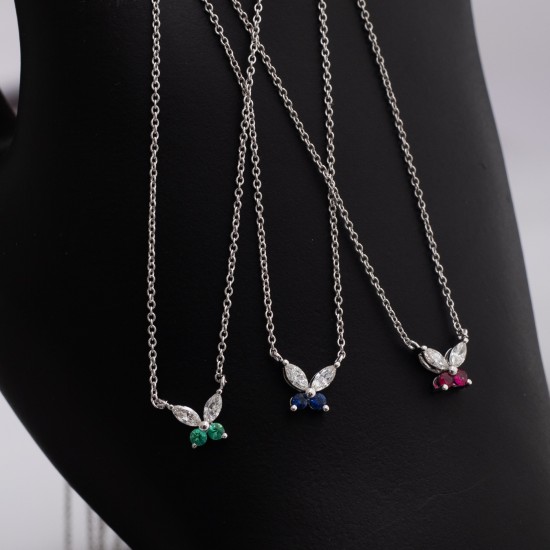 DNK141 عقد الفراشة (الماس "الزمرد الاخضر")